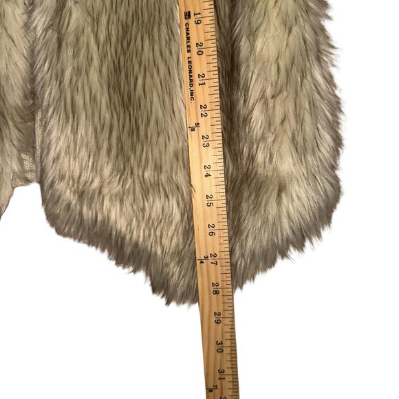 New Directions Faux Fur Vest L | Tan Knit Back Open Front Layering Fall Winter - Picture 6 of 6
